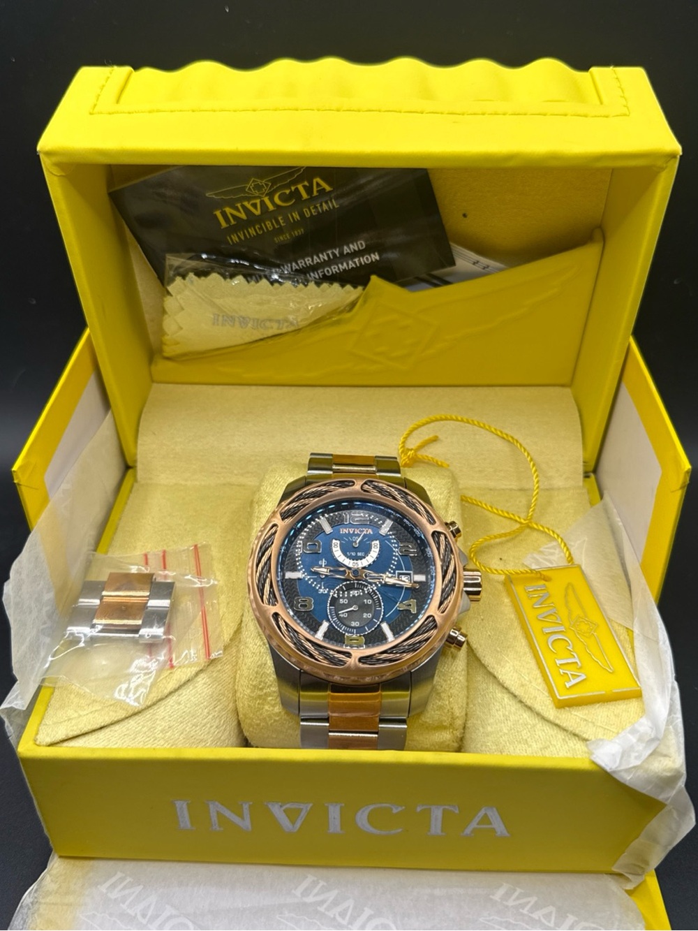 Invicta Men's Stainless Steel Chronograph Watch - Blue Dial, Two-Tone